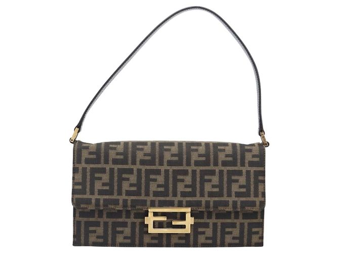 Borsa a tracolla FENDI Zucca Canvas Marrone Tono Oro Auth 199508A - vista 13