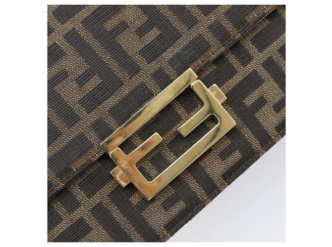 Borsa a tracolla FENDI Zucca Canvas Marrone Tono Oro Auth 199508A - vista 17