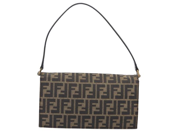Borsa a tracolla FENDI Zucca Canvas Marrone Tono Oro Auth 199508A - vista 2