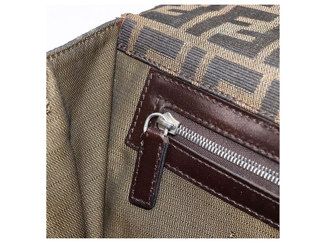 Borsa a tracolla FENDI Zucca Canvas Marrone Tono Oro Auth 199508A - vista 22