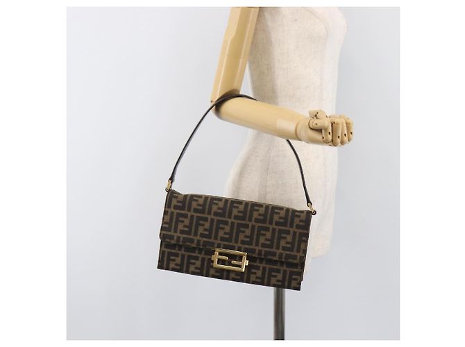 Borsa a tracolla FENDI Zucca Canvas Marrone Tono Oro Auth 199508A - vista 24