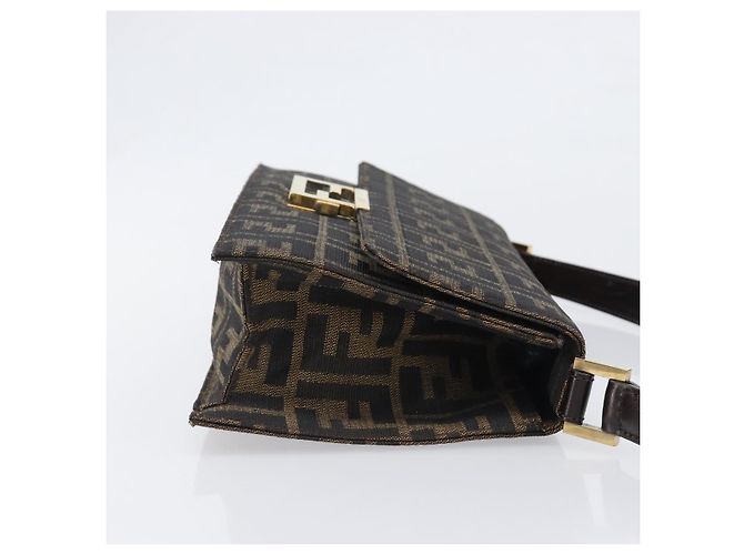 Borsa a tracolla FENDI Zucca Canvas Marrone Tono Oro Auth 199508A - vista 3