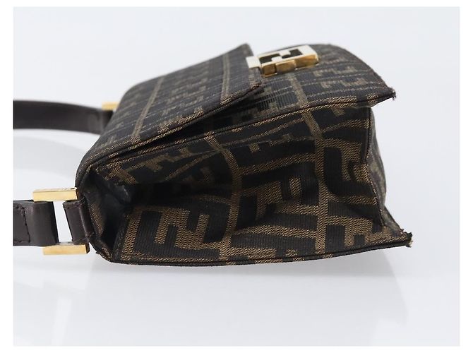Borsa a tracolla FENDI Zucca Canvas Marrone Tono Oro Auth 199508A - vista 4