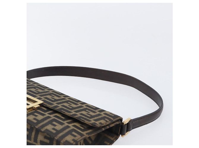 Borsa a tracolla FENDI Zucca Canvas Marrone Tono Oro Auth 199508A - vista 8