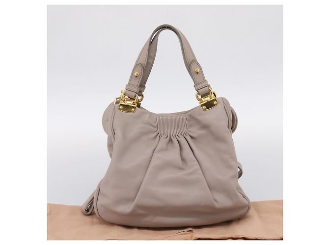 Borsa a mano Miu Miu in pelle 2way Grigio Tono Oro Auth 167574V Marrone - vista 12