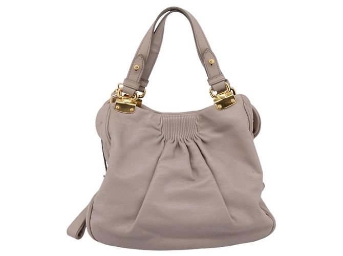 Borsa a mano Miu Miu in pelle 2way Grigio Tono Oro Auth 167574V Marrone - vista 13