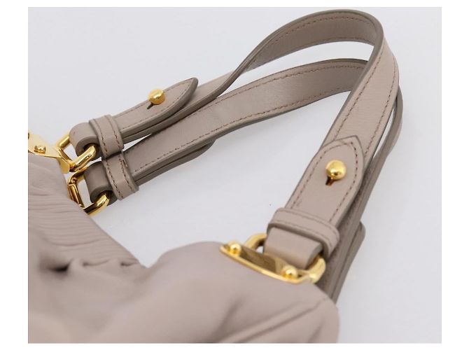 Borsa a mano Miu Miu in pelle 2way Grigio Tono Oro Auth 167574V Marrone - vista 14