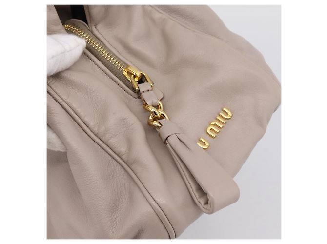 Borsa a mano Miu Miu in pelle 2way Grigio Tono Oro Auth 167574V Marrone - vista 19