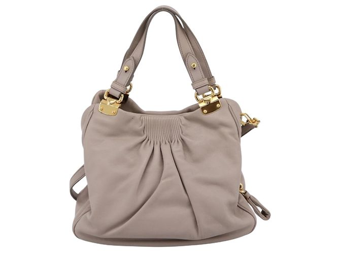 Borsa a mano Miu Miu in pelle 2way Grigio Tono Oro Auth 167574V Marrone - vista 2