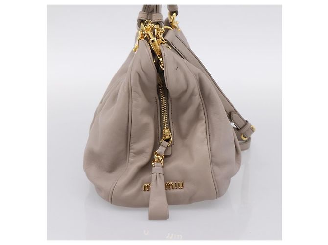 Borsa a mano Miu Miu in pelle 2way Grigio Tono Oro Auth 167574V Marrone - vista 3