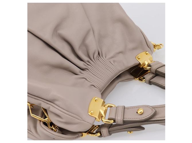 Borsa a mano Miu Miu in pelle 2way Grigio Tono Oro Auth 167574V Marrone - vista 6