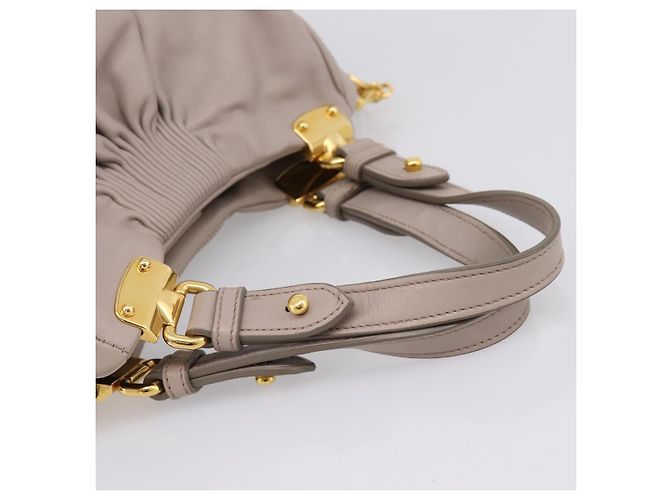 Borsa a mano Miu Miu in pelle 2way Grigio Tono Oro Auth 167574V Marrone - vista 7