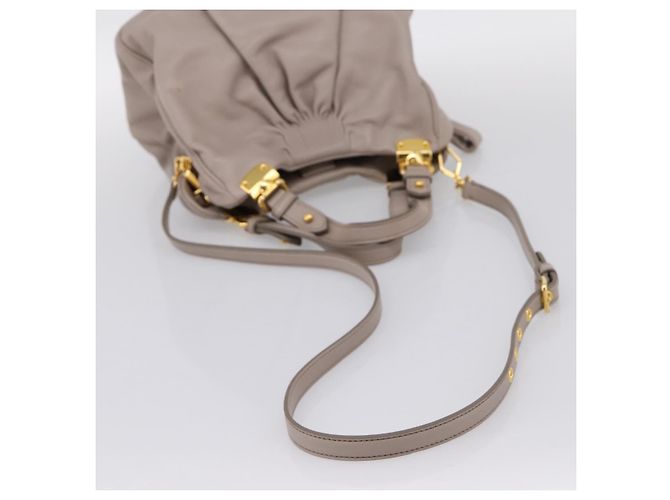 Borsa a mano Miu Miu in pelle 2way Grigio Tono Oro Auth 167574V Marrone - vista 8