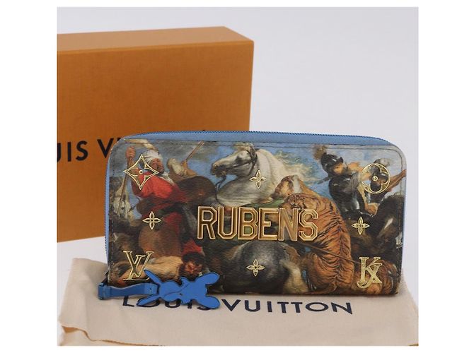 LOUIS VUITTON Rubens Tiger Hunting Zippy Wallet Light Blue M64603 Auth 200400M Blu chiaro - vista 12