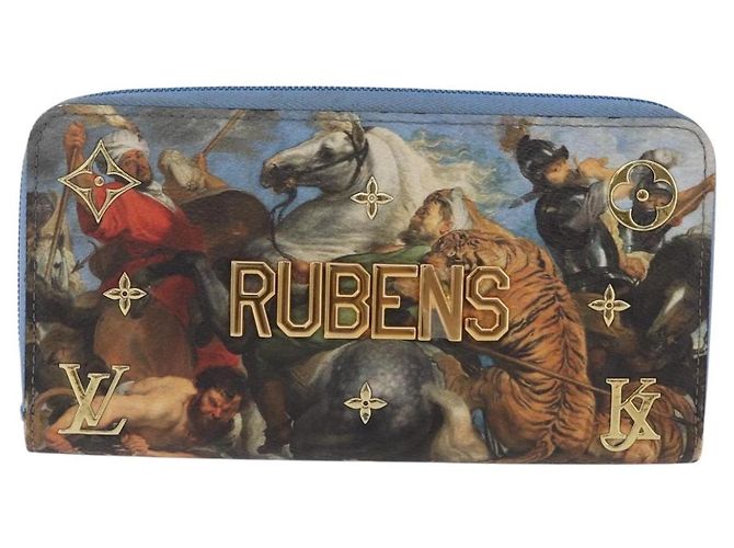 LOUIS VUITTON Rubens Tiger Hunting Zippy Wallet Light Blue M64603 Auth 200400M Blu chiaro - vista 13