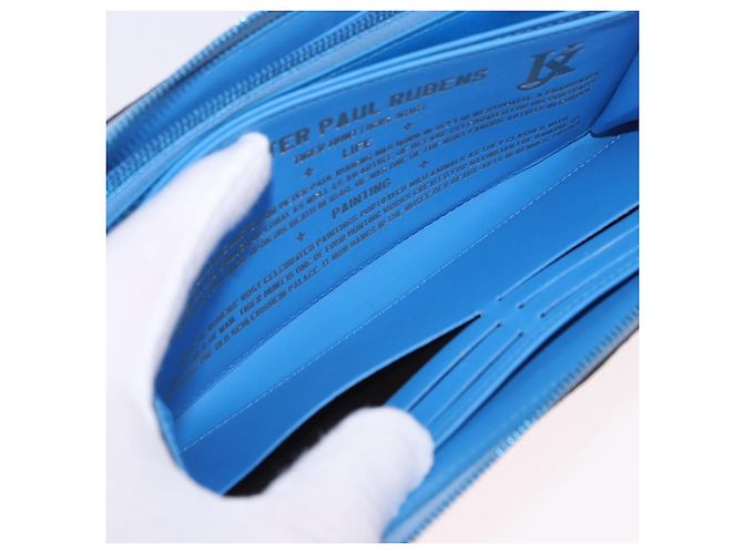 LOUIS VUITTON Rubens Tiger Hunting Zippy Wallet Light Blue M64603 Auth 200400M Blu chiaro - vista 25