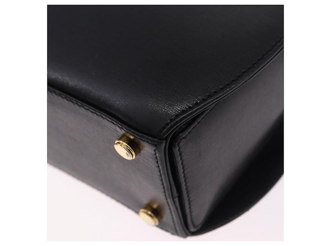 Salvatore Ferragamo Gancini Handtasche Leder 2way Schwarz Gold Auth 200051A Golden - Ansicht 10