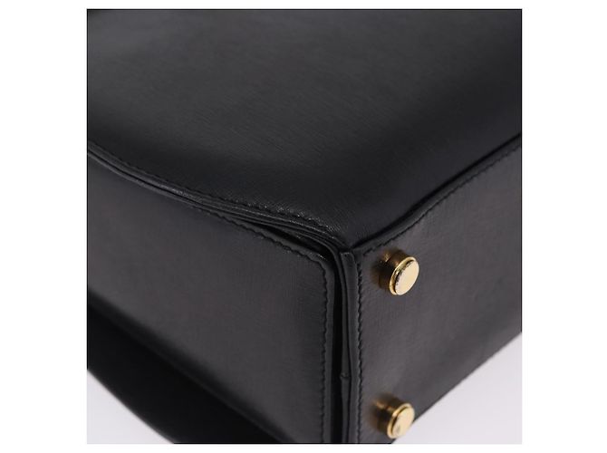 Salvatore Ferragamo Gancini Handtasche Leder 2way Schwarz Gold Auth 200051A Golden - Ansicht 15