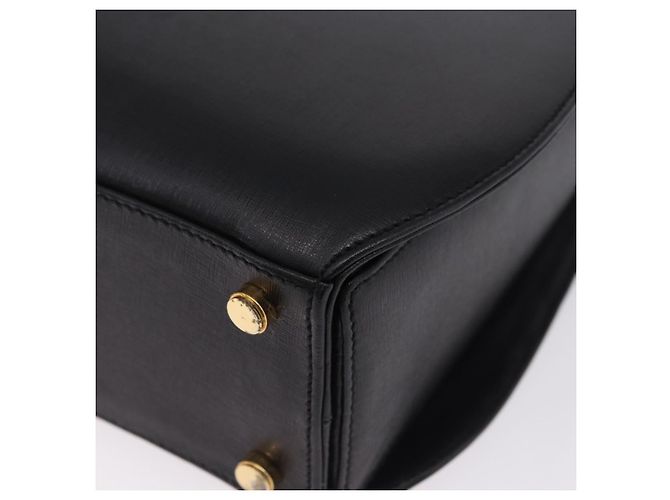 Salvatore Ferragamo Gancini Handtasche Leder 2way Schwarz Gold Auth 200051A Golden - Ansicht 16