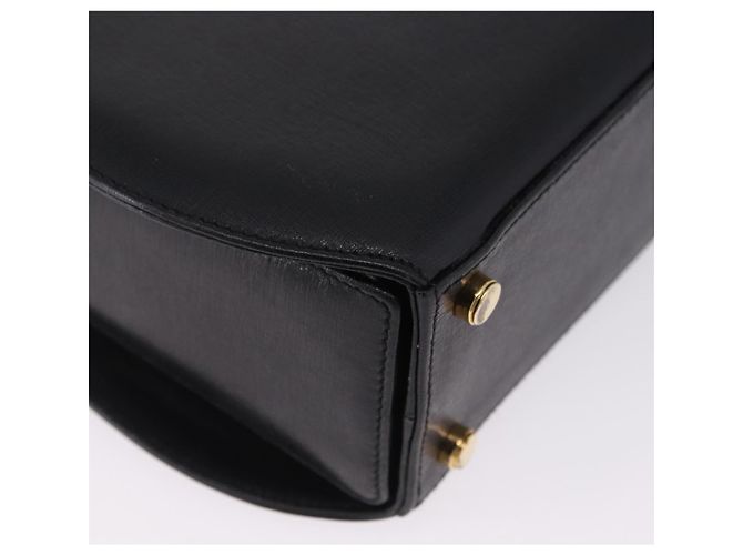 Salvatore Ferragamo Gancini Handtasche Leder 2way Schwarz Gold Auth 200051A Golden - Ansicht 17