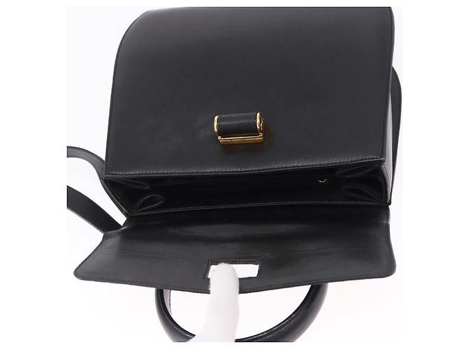 Salvatore Ferragamo Gancini Handtasche Leder 2way Schwarz Gold Auth 200051A Golden - Ansicht 19