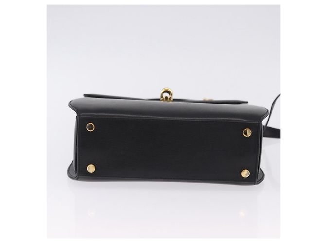 Salvatore Ferragamo Gancini Handtasche Leder 2way Schwarz Gold Auth 200051A Golden - Ansicht 5