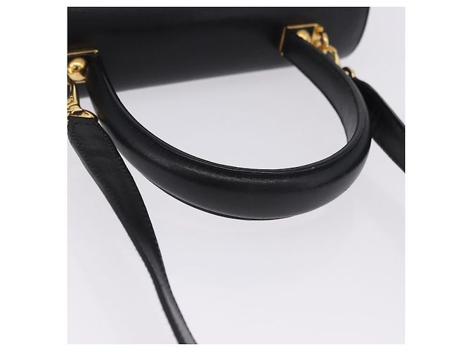 Salvatore Ferragamo Gancini Handtasche Leder 2way Schwarz Gold Auth 200051A Golden - Ansicht 7