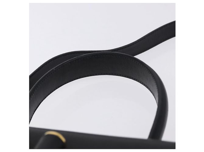 Salvatore Ferragamo Gancini Handtasche Leder 2way Schwarz Gold Auth 200051A Golden - Ansicht 8