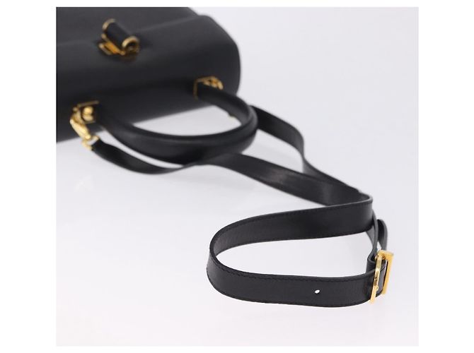 Salvatore Ferragamo Gancini Handtasche Leder 2way Schwarz Gold Auth 200051A Golden - Ansicht 9