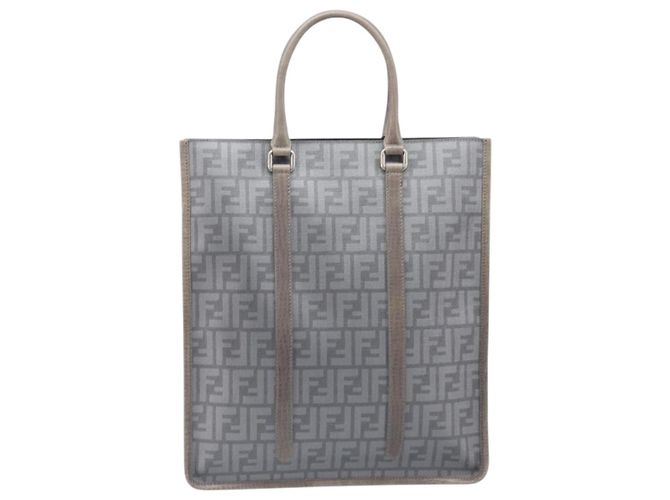 FENDI Zucca Tote Bag PVC Leder Grau Silber 7VA243 Auth 199379V Braun - Ansicht 2
