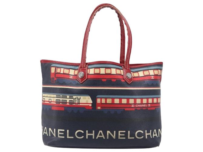 Borsa Tote CHANEL Central Station PVC Canvas Navy Silver CC Auth 201987 Argento Blu navy - vista 13