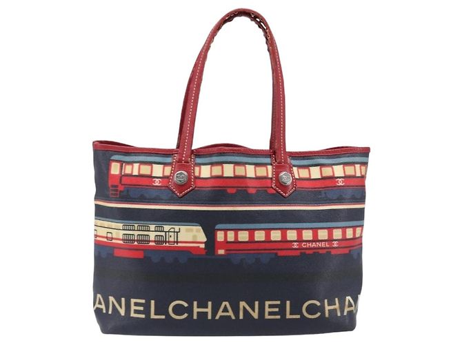 Borsa Tote CHANEL Central Station PVC Canvas Navy Silver CC Auth 201987 Argento Blu navy - vista 2