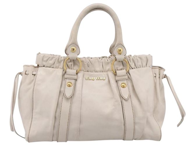 Borsa Miu Miu Vitellolux 2way White Gold Auth 201997A Bianco D'oro - vista 13
