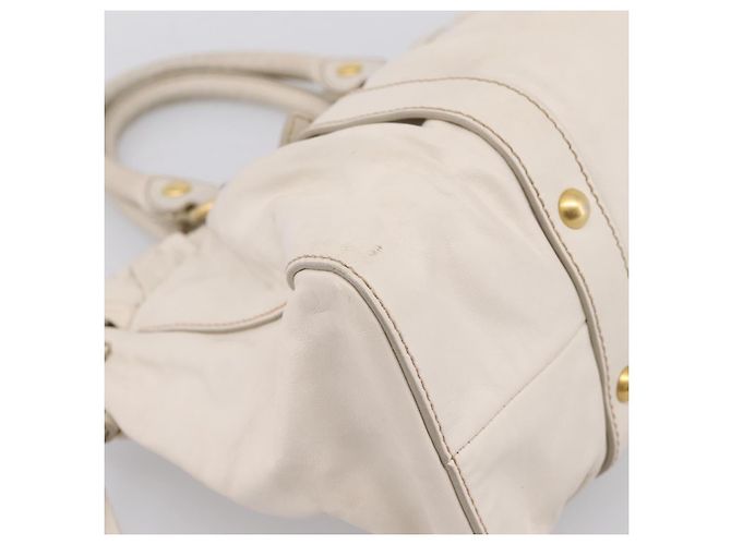 Borsa Miu Miu Vitellolux 2way White Gold Auth 201997A Bianco D'oro - vista 16
