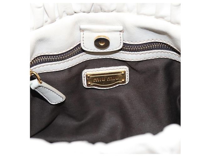Borsa Miu Miu Vitellolux 2way White Gold Auth 201997A Bianco D'oro - vista 17