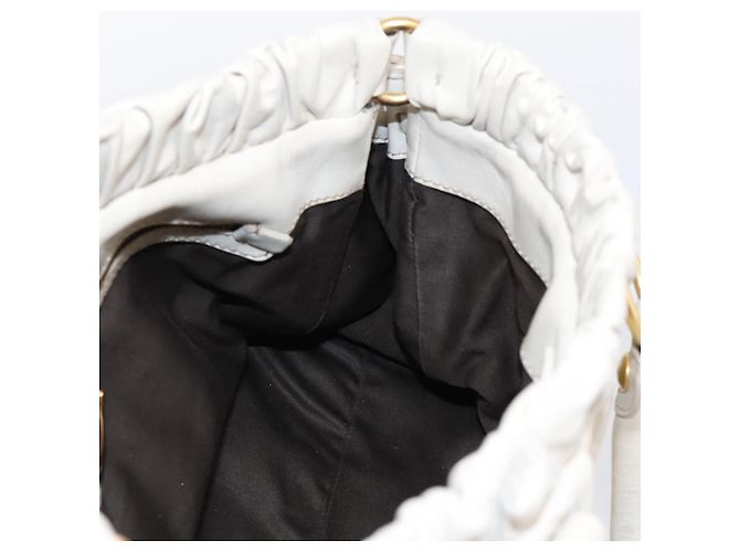 Borsa Miu Miu Vitellolux 2way White Gold Auth 201997A Bianco D'oro - vista 18