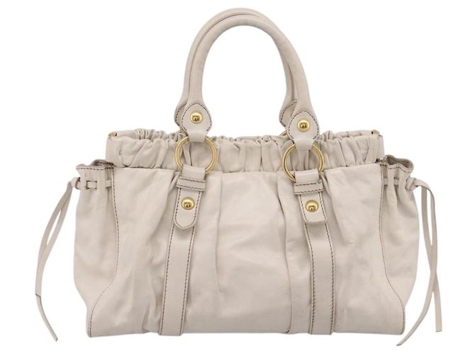 Borsa Miu Miu Vitellolux 2way White Gold Auth 201997A Bianco D'oro - vista 2