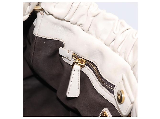 Borsa Miu Miu Vitellolux 2way White Gold Auth 201997A Bianco D'oro - vista 20