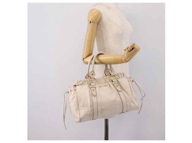 Borsa Miu Miu Vitellolux 2way White Gold Auth 201997A Bianco D'oro - vista 22
