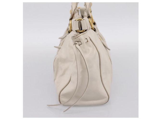 Borsa Miu Miu Vitellolux 2way White Gold Auth 201997A Bianco D'oro - vista 3