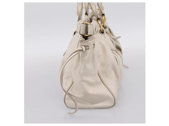 Borsa Miu Miu Vitellolux 2way White Gold Auth 201997A Bianco D'oro - vista 4