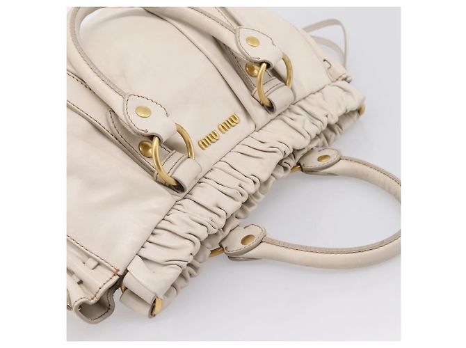 Borsa Miu Miu Vitellolux 2way White Gold Auth 201997A Bianco D'oro - vista 6
