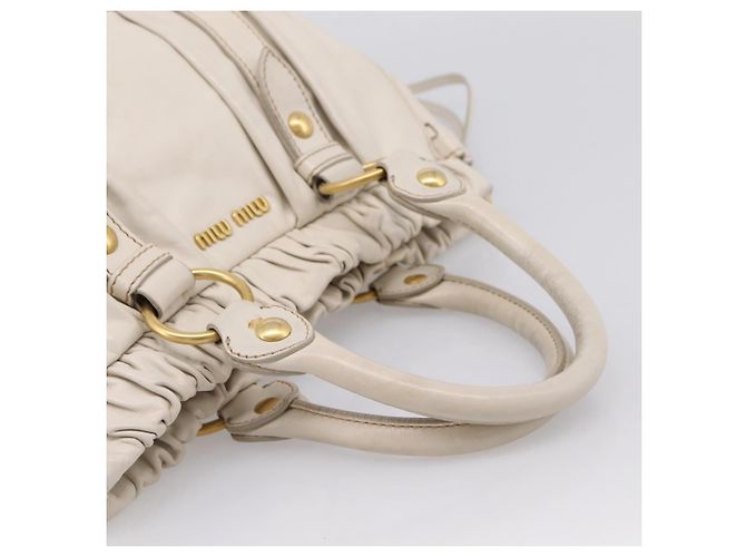 Borsa Miu Miu Vitellolux 2way White Gold Auth 201997A Bianco D'oro - vista 7
