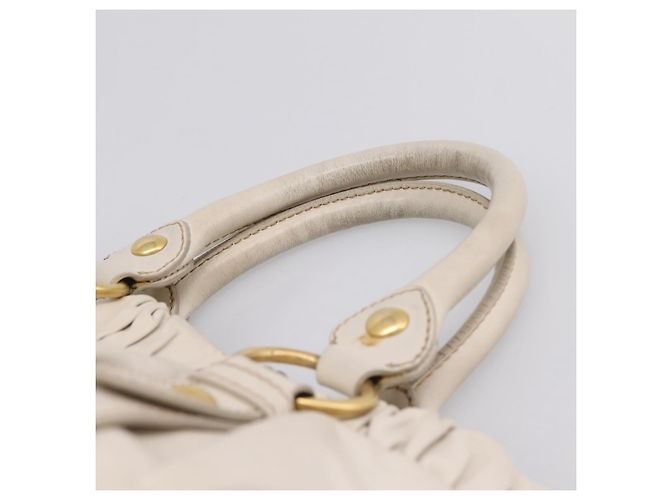 Borsa Miu Miu Vitellolux 2way White Gold Auth 201997A Bianco D'oro - vista 8