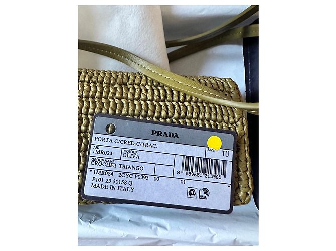 Prada Mini Borsa Crochet Triangolo Kaki Cachi - vista 5