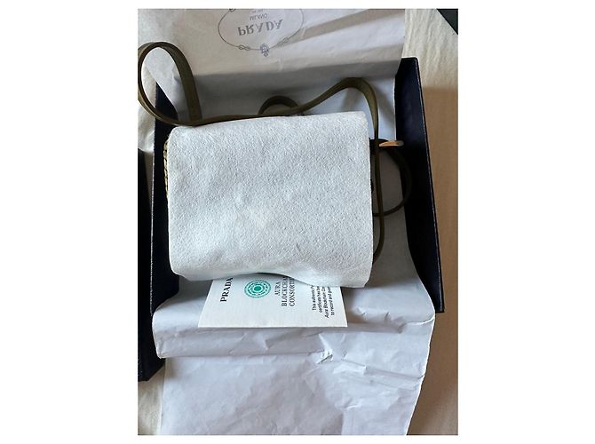 Prada Mini Borsa Crochet Triangolo Kaki Cachi - vista 6