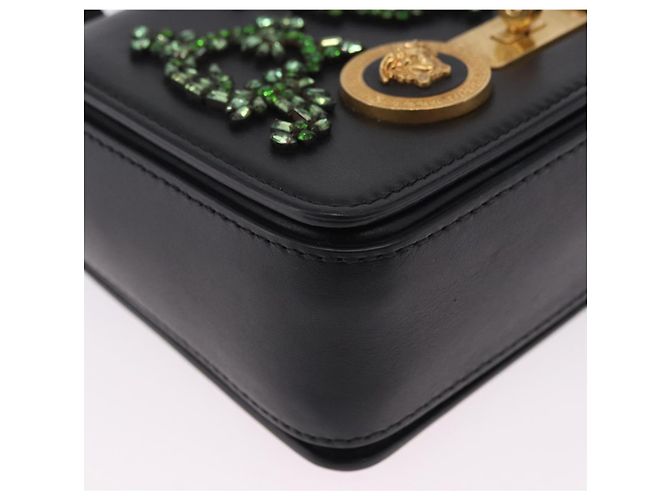 Borsa a tracolla VERSACE Medusa Chain in pelle nera e oro Auth 200090M Nero D'oro - vista 15