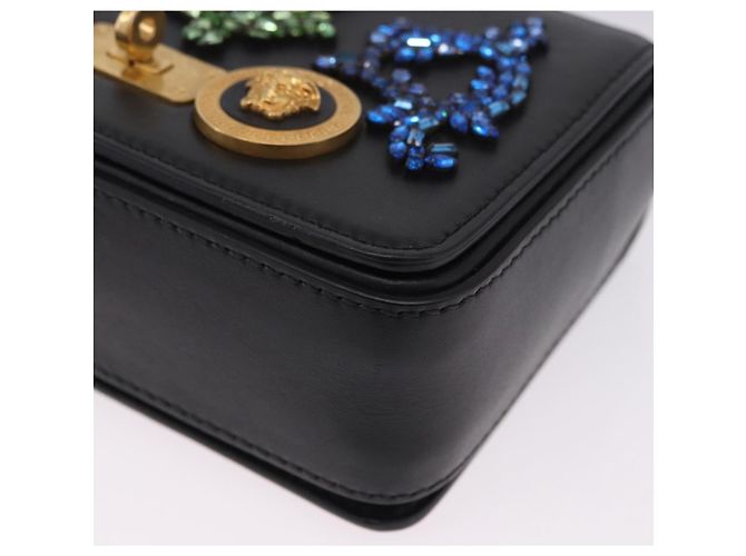 Borsa a tracolla VERSACE Medusa Chain in pelle nera e oro Auth 200090M Nero D'oro - vista 16
