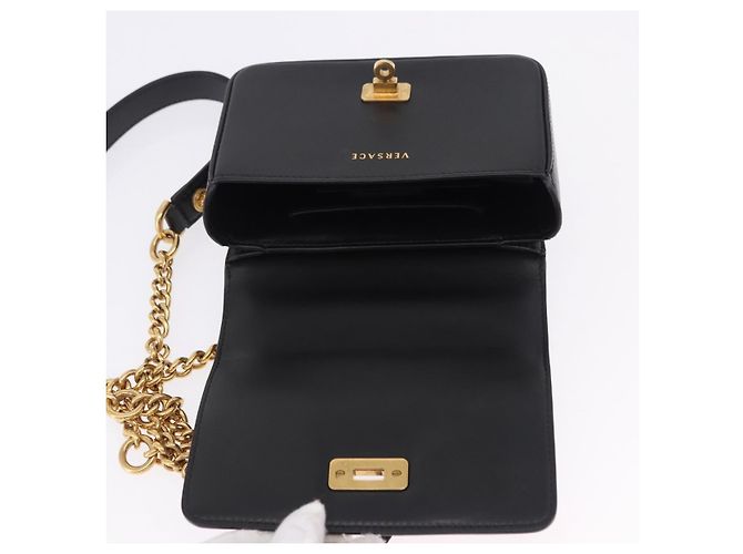 Borsa a tracolla VERSACE Medusa Chain in pelle nera e oro Auth 200090M Nero D'oro - vista 20