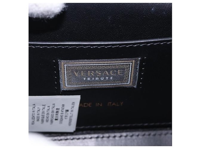 Borsa a tracolla VERSACE Medusa Chain in pelle nera e oro Auth 200090M Nero D'oro - vista 21